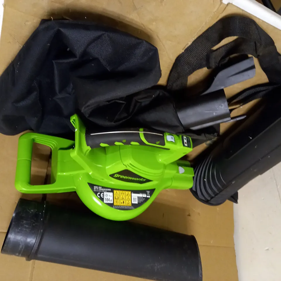 GREENWORKS TOOLS CORDLESS LEAF BLOWER AND VACUUM