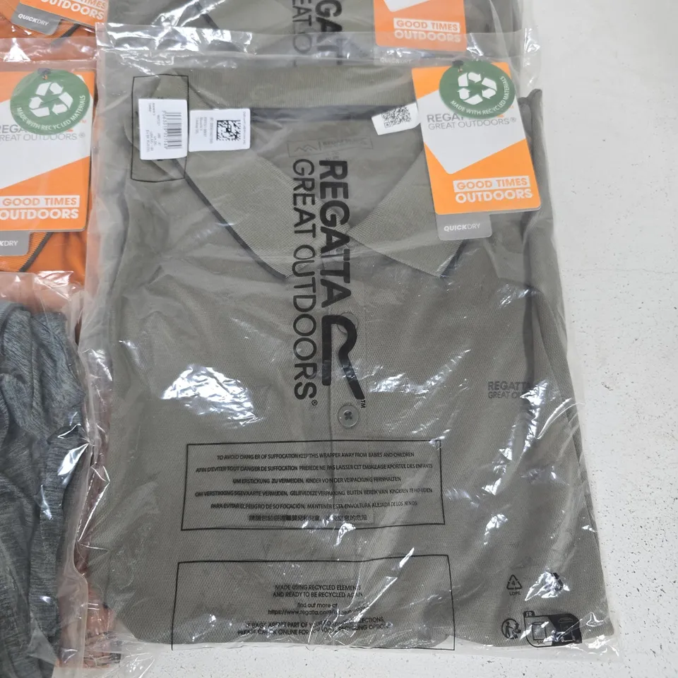 LOT OF 10 ASSORTED BRAND NEW REGATTA POLO SHIRT IS VARIOUS DESIGNS AND COLOURS - VARIOUS SIZES