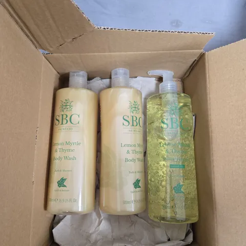 SBC SKINCARE LEMON MYRTLE & THYME BODY WASH – 3 X 500ML BOTTLES (BOXED)