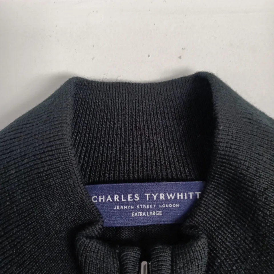 CHARLES TYRWHITT MEN’S KNIT ZIP CARDIGAN – UK XL, DARK NAVY