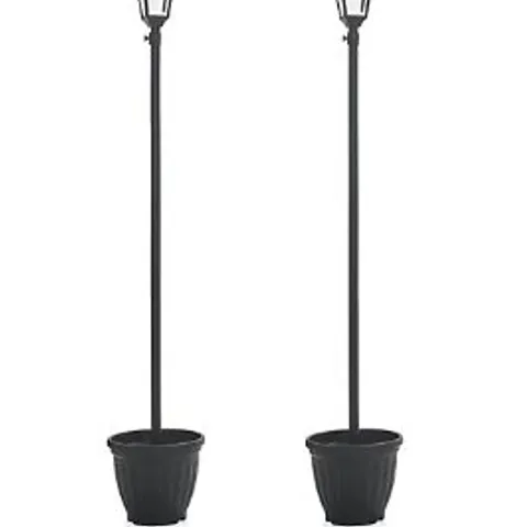 LUXFORM SET OF 2 SOLAR LAMPPOSTS WITH PLANTER AND HOOKS