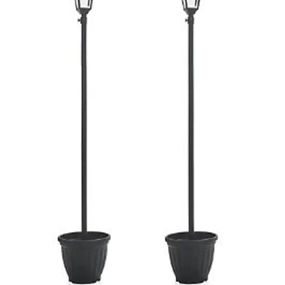 LUXFORM SET OF 2 SOLAR LAMPPOSTS WITH PLANTER AND HOOKS