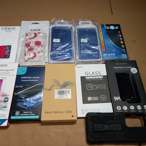 CRATE OF ASSORTED MOBILE PHONE CASES AND SCREEN PROTECTORS