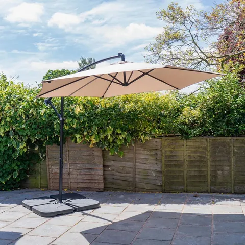 BOXED HORAN 300cm LIGHTED CANTILEVER PARASOL - BEIGE (1 BOX)