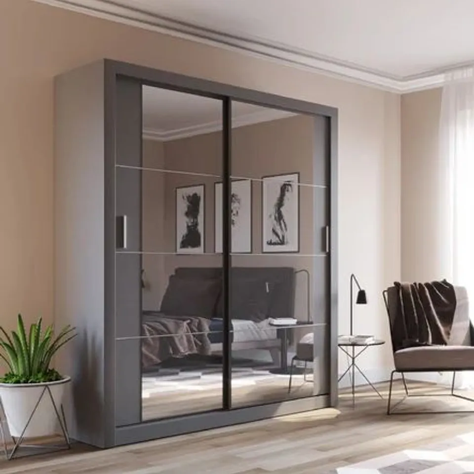 BOXED LUZBEI 2 DOOR MANUFACTURED WOODEN WARDROBE (4 BOXES)