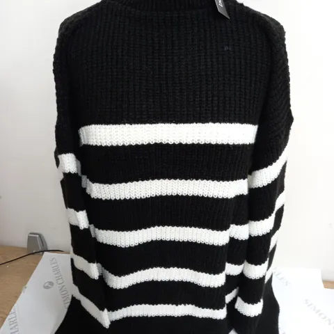 BOOHOO TALL HIGH NECK WIDE SLEEVE STRIPED JUMPER - 8