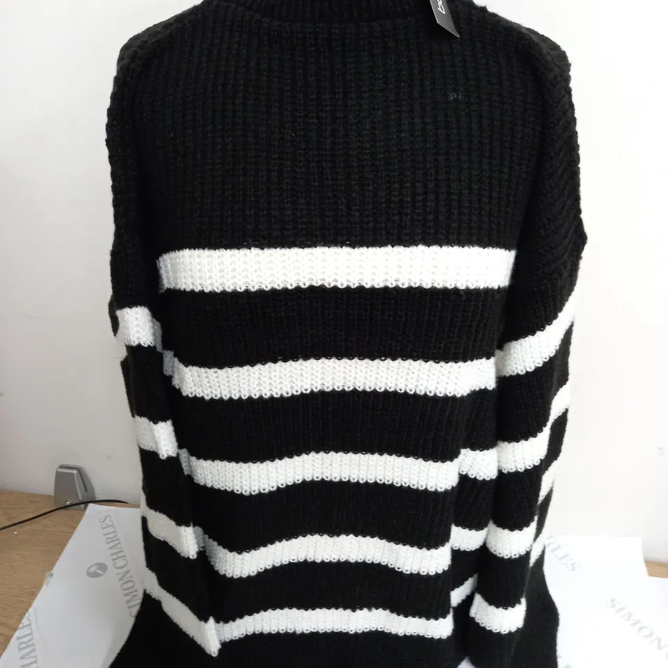 BOOHOO TALL HIGH NECK WIDE SLEEVE STRIPED JUMPER - 8