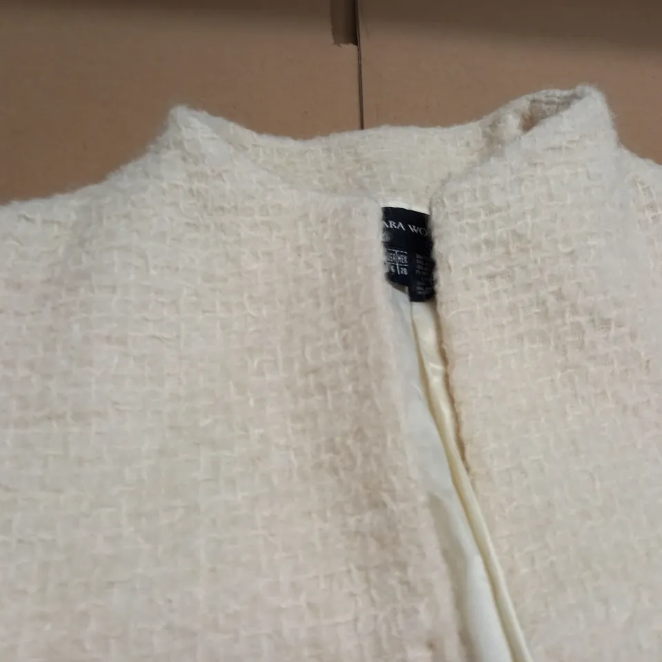 ZARA WOMEN TEXTURED CREAM JACKET - EUR 38