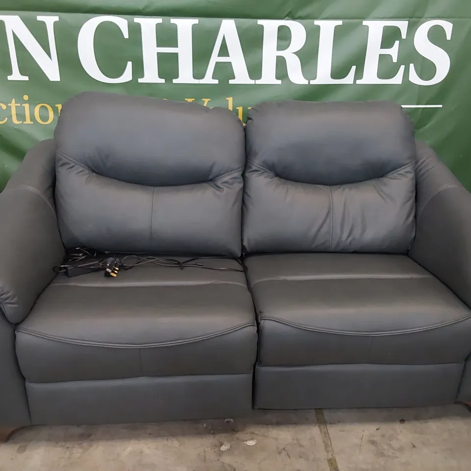 QUALITY BRITISH DESIGNER G PLAN JACKSON POWER RECLINING THREE SEATER SOFA CAMBRIDGE PETROL BLUE LEATHER 