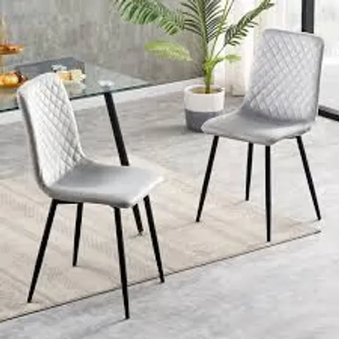 BOXED UPHOLSTERED DINING CHAIRS (SET OF 2) - LIGHT GREY (1 BOX)