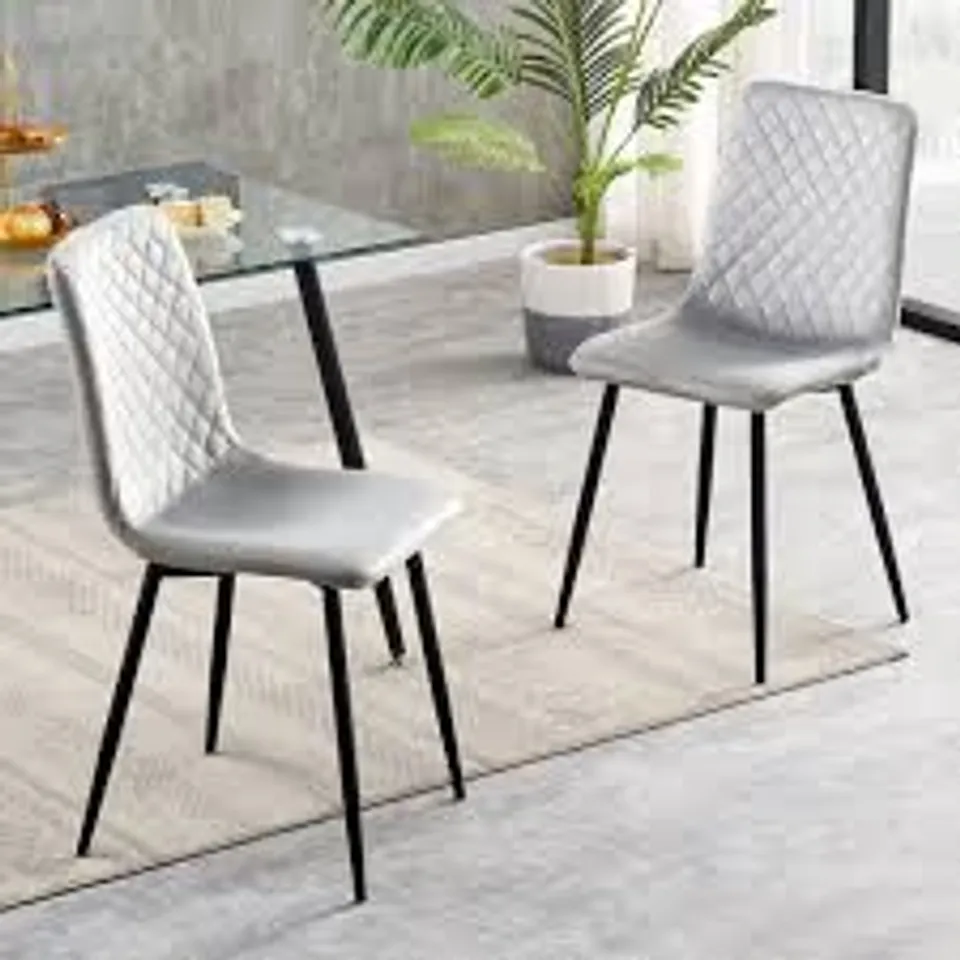 BOXED UPHOLSTERED DINING CHAIRS (SET OF 2) - LIGHT GREY (1 BOX)