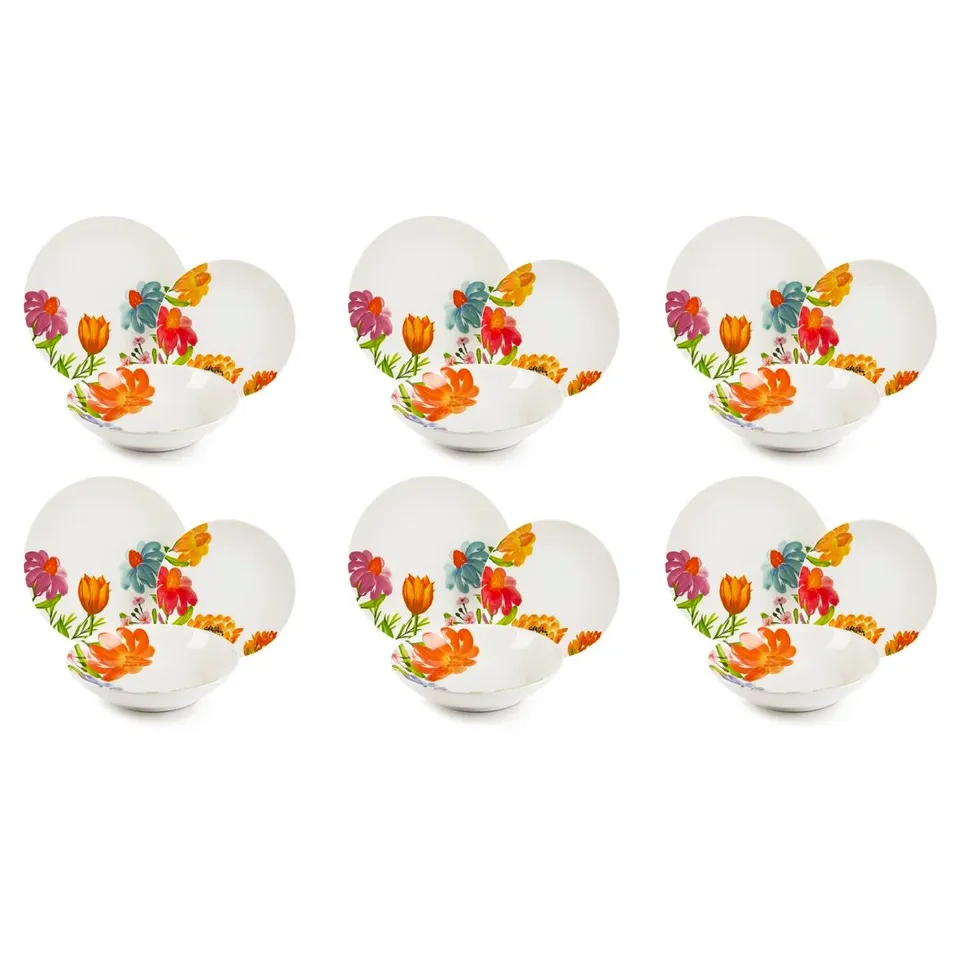 BOXED BLOSSOM 18 PIECE PORCELAIN DINNERWARE SET - SERVICE FOR 6