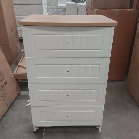 WARWICK CREAM AND OAK 4 DRAWER MIDI CHEST COLOUR: CREAM AND OAK