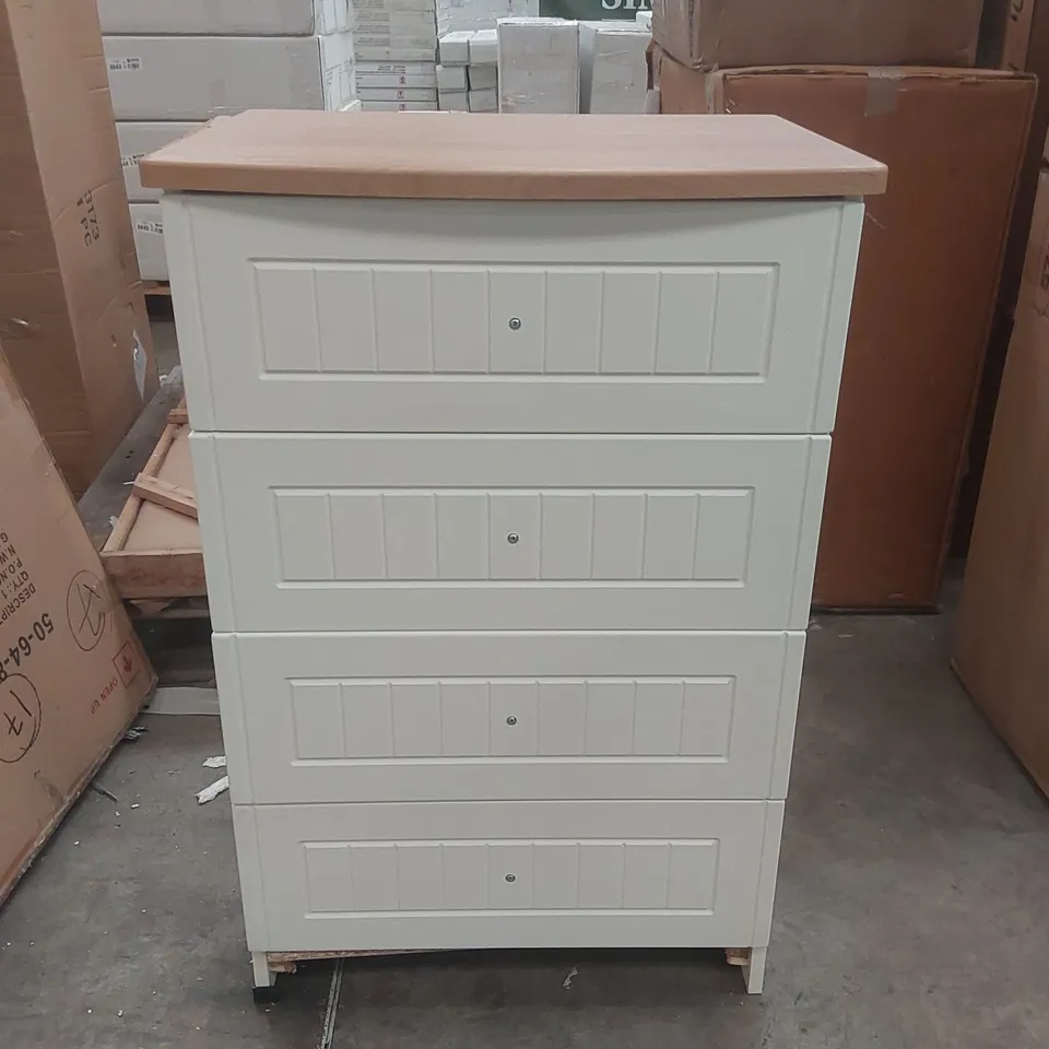 WARWICK CREAM AND OAK 4 DRAWER MIDI CHEST COLOUR: CREAM AND OAK
