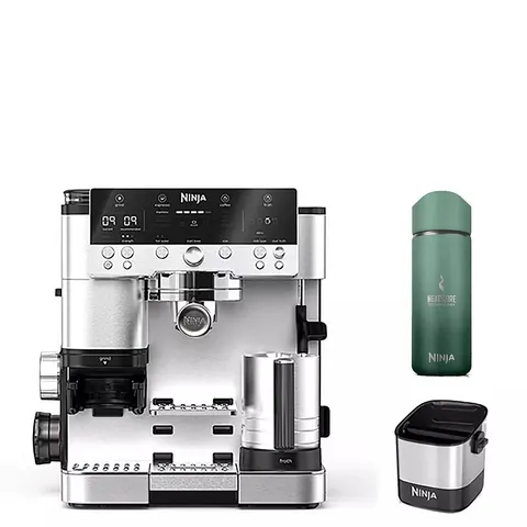 BOXED NINJA HOME BARISTA BUNDLE - INCLUDES A NINJA LUXE CAFÉ PREMIER COFFEE MACHINE, NINJA COFFEE KNOCK BOX, AND NINJA SIP PERFECT TRAVEL MUG 