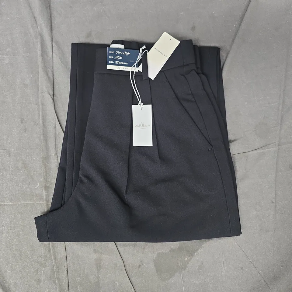 ABERCROMBIE & FITCH ULTRA HIGH RISE WIDE-LEG TROUSERS IN BLACK SIZE 27R