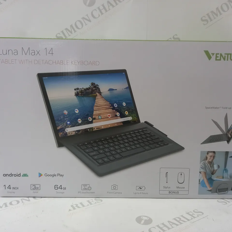 BRAND NEW BOXED VENTURER LUNA MAX 14 64GB 14" HD TABLET WITH DETACHABLE KEYBOARD - SPACE GREY