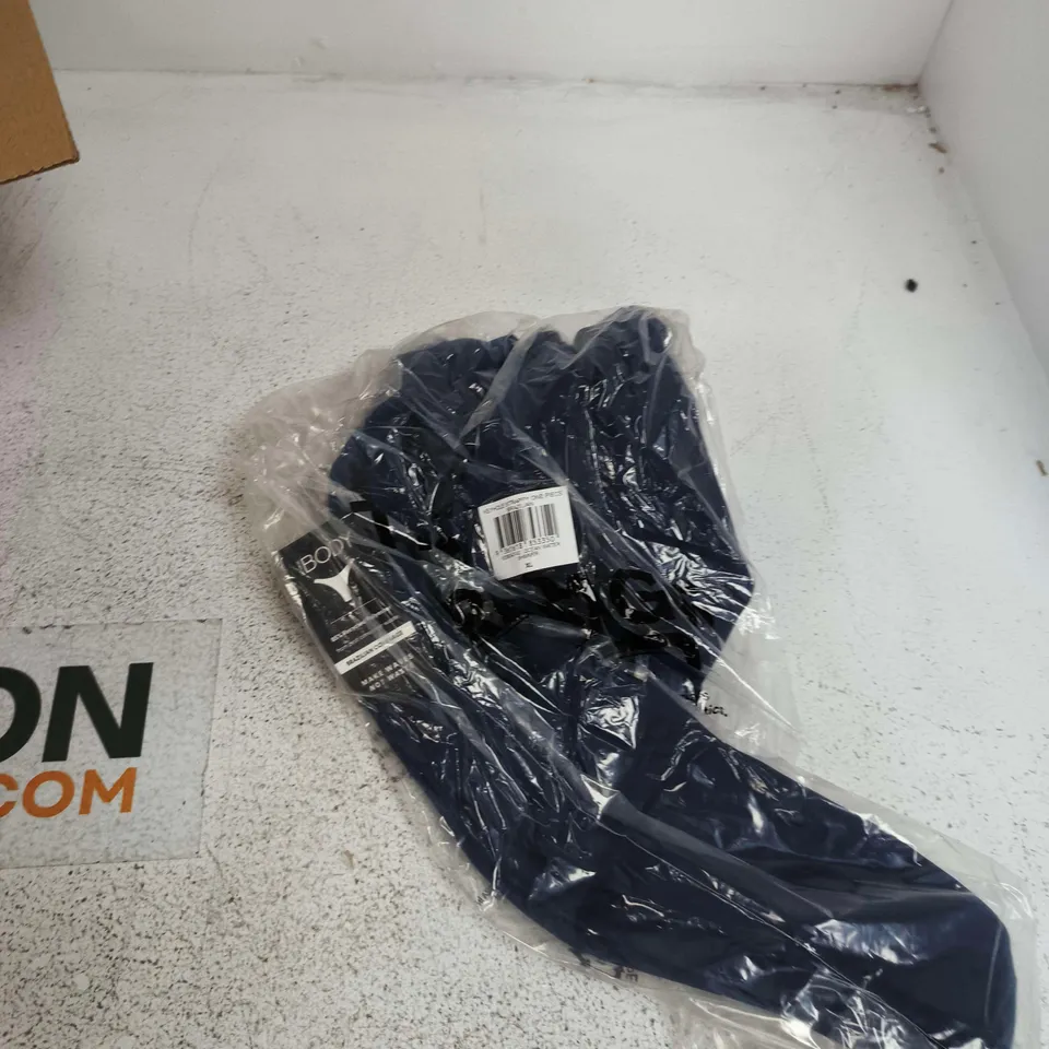 BOX OF APPROXIMATELY 15 ASSORTED CLOTHING ITEMS TO INCLUDE:  KEYHOLE STRAPPY ONE PIECE SWIM SUIT XL