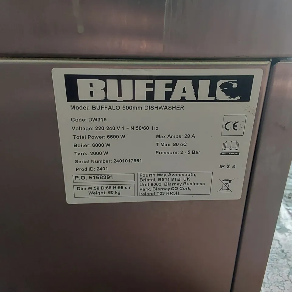  BUFFALO DW319 COMMERCIAL DISHWASHER WITH DRAIN PUMP