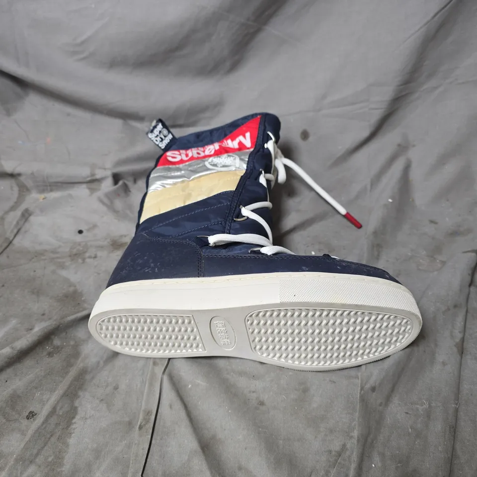 SUPERDRY NAVY HIGH-TOP WINTER BOOTS – WHITE LACES UK 5