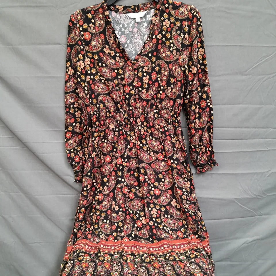 apricot ladies long sleeved maxi dress orange floral design size 12