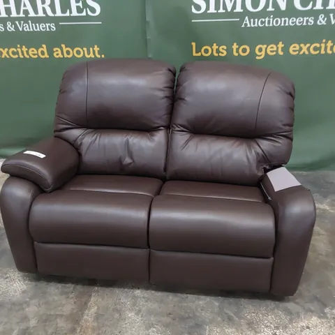 QUALITY BRITISH DESIGNER G PLAN MINSTRAL TWO SEATER SOFA CAPRI CHOCOLATE LEATHER