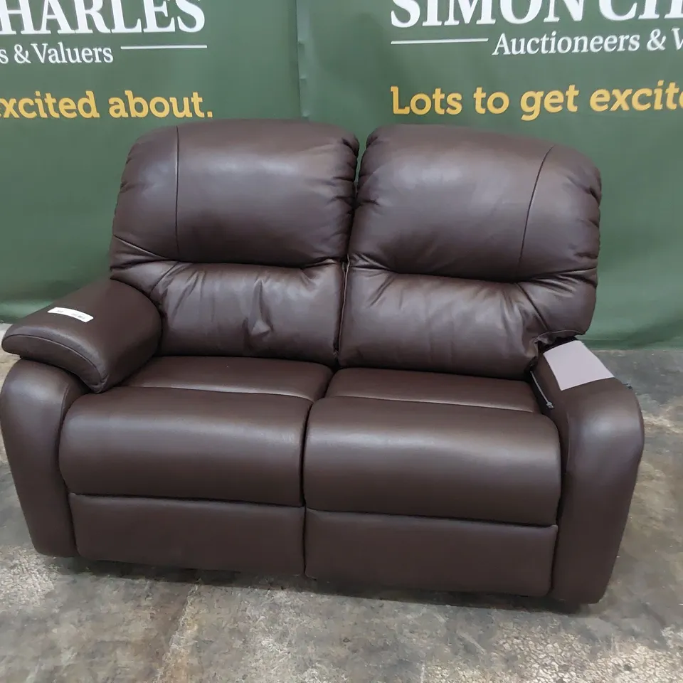 QUALITY BRITISH DESIGNER G PLAN MINSTRAL TWO SEATER SOFA CAPRI CHOCOLATE LEATHER