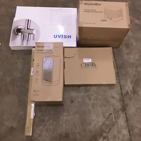 PALLET OF ASSORTED PRODUCTS TO INCLUDE; SMART HEATER - 5 FOOD TRAYS DEHYDRATOR MACHINE - RAIN SHOWER SYSTEM ECT