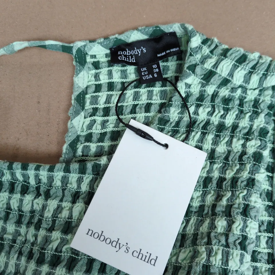 NOBODY'S CHILD RUTH JUMPSUIT GREEN CHECK PATTERN SIZE 10