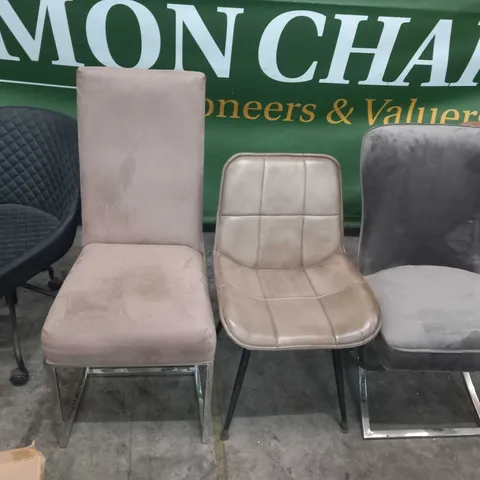 FIVE ASSORTED DINING AND SWIVEL CHAIRS