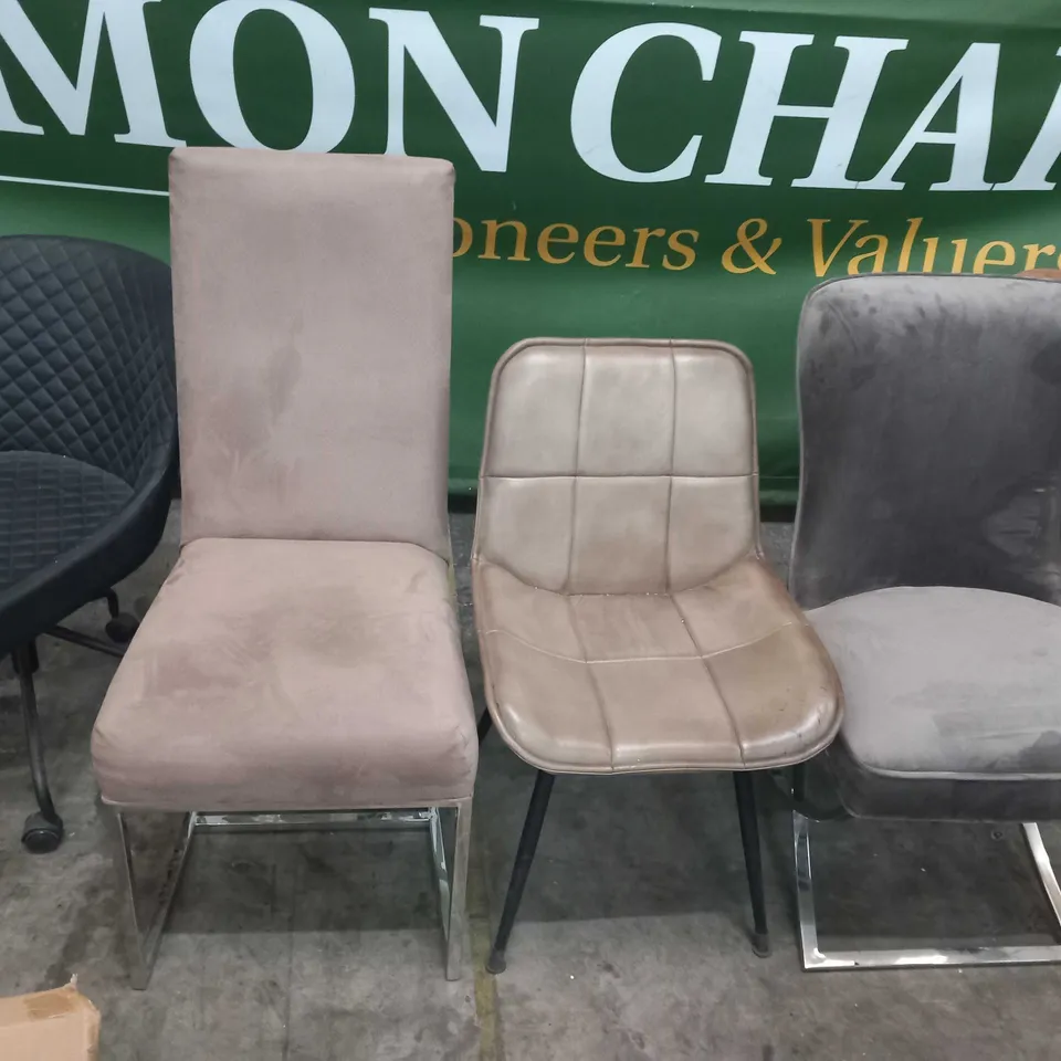 FIVE ASSORTED DINING AND SWIVEL CHAIRS