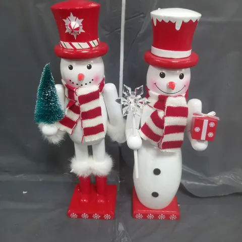 X2 SNOWMAN NUTCRACKER CHRISTMAS DECORATION 