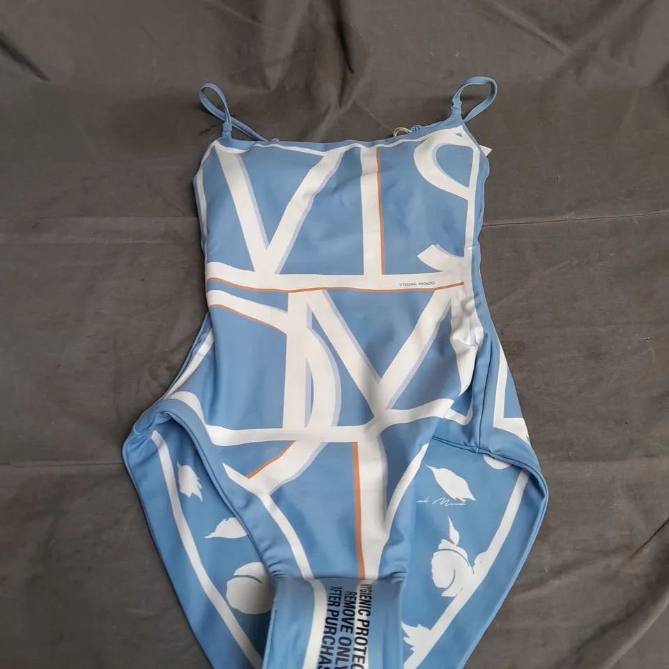 VISUAL MOOD REVERSIBLE SWIMSUIT IN BLUE MULTI SIZE 4
