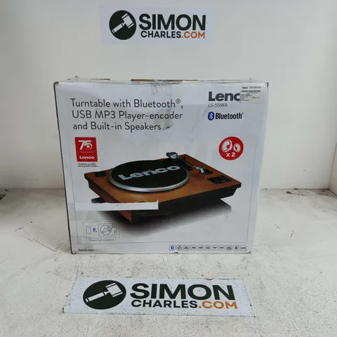 BOXED LENCO TURNTABLE WITH BLUETOOTH AND BUILT IN SPEAKERS - LS-55WA