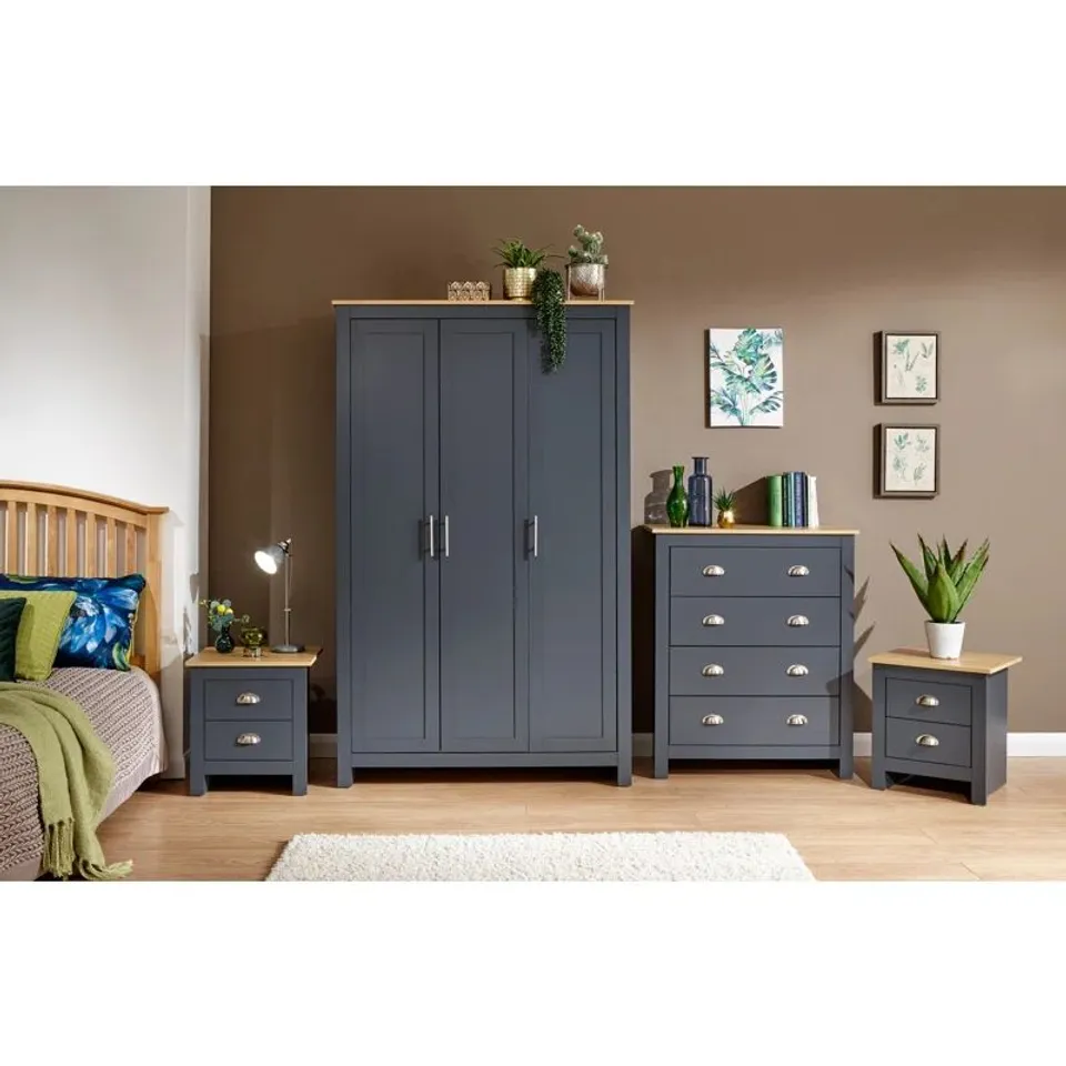 BOXED KENNETH 4 PIECE BEDROOM SET - SLATE BLUE (4 BOXES)