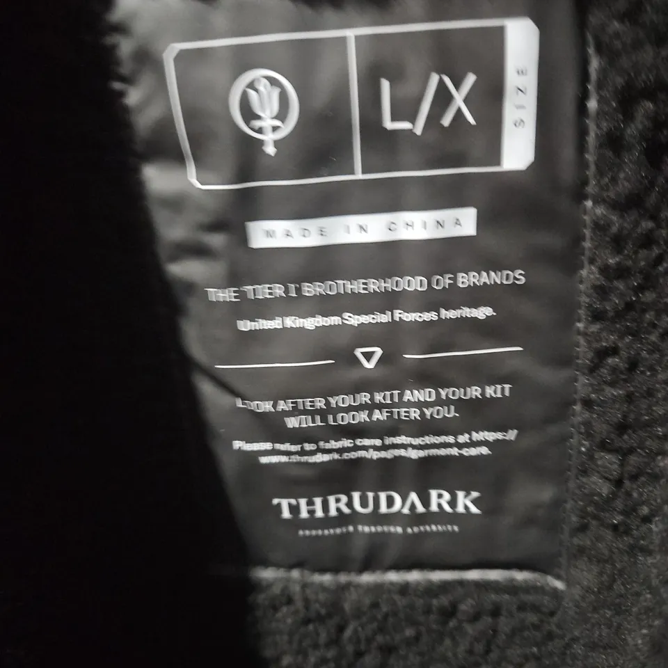 THRUDARK PARKA JACKET, BLACK, SHERPA-LINED INTERIOR 