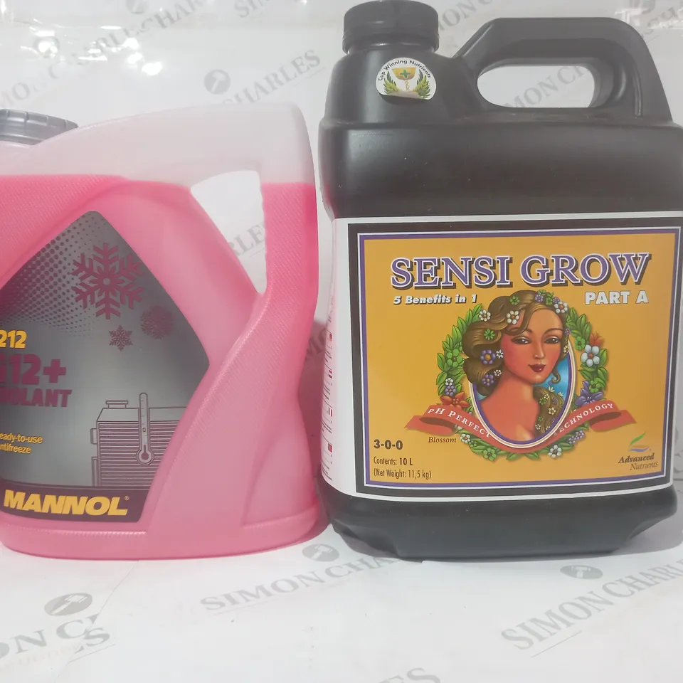 2 ASSORTED LIQUIDS TO INCLUDE SENSI GROW, AND 4212 G12+ COOLANT