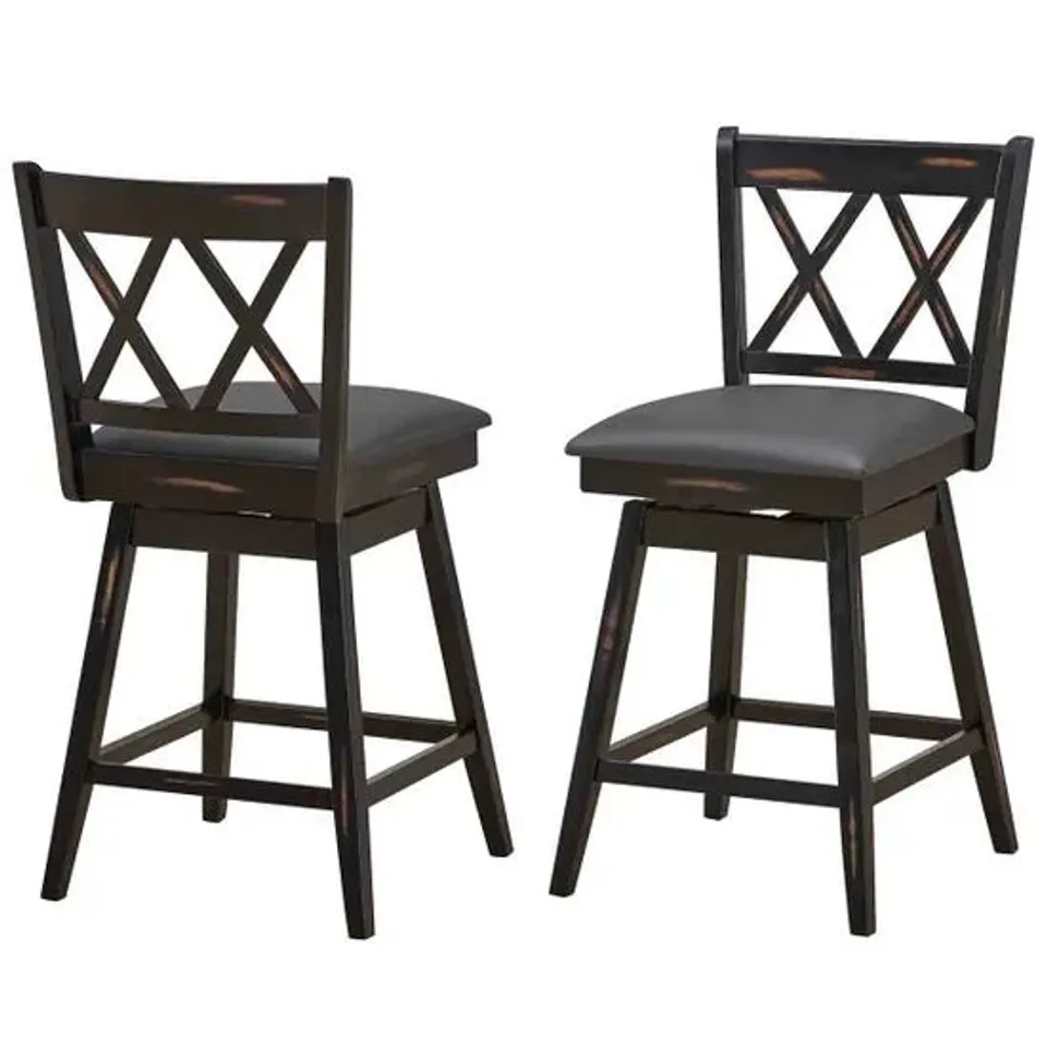 BOXED COSTWAY BLACK COUNTER HEIGHT BAR STOOL SET OF 2
