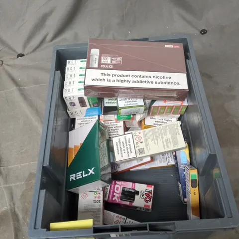 TOTE OF APPROXIMATELY 25 ASSORTED ELECTRONIC CIGARETTE ITEMS TO INCLUDE:  ELFBAR ELFA PRO PREFILLED PODS 