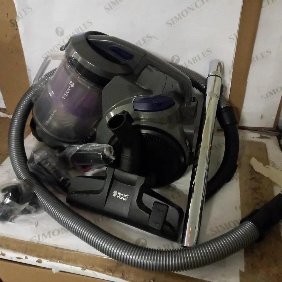 RUSSELL HOBBS TITAN 2 PET CYLINDER VACUUM IN GREY AND PURPLE