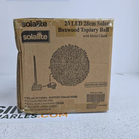 SOLALITE 20 LED 28CM SOLAR BOXWOOD TOPIARY BALL WITH CHAIN 