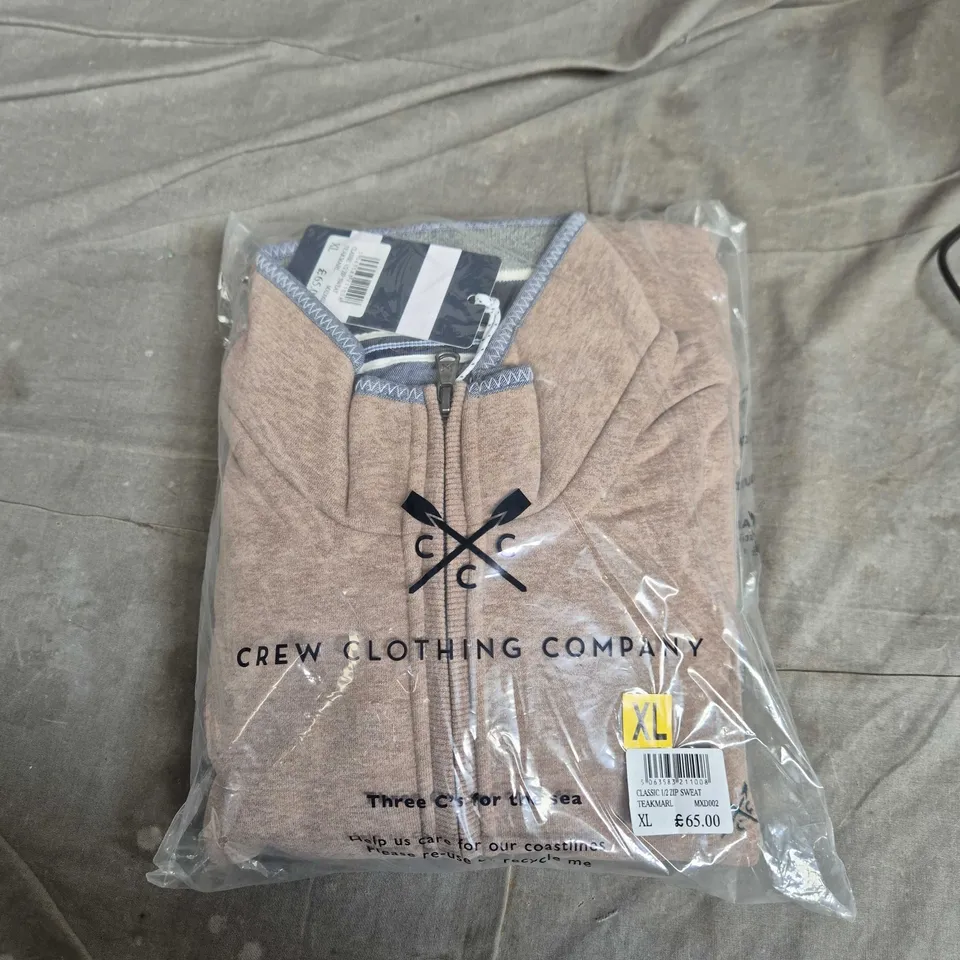 CREW CLOTHING COMPANY CLASSIC 1/2 ZIP SWEAT – TEAK MARL, XL