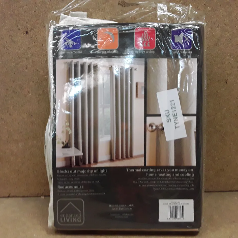 BRAND NEW ENHANCED LIVING BLACK OUT THERMAL CURTAINS -  168CM X 137CM (CREAM)