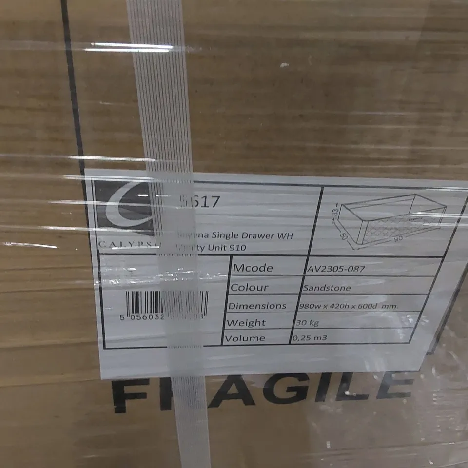 PALLET CONTAINING A LARGE QUANTITY OF BRAND NEW BRAND NEW SAVENA SINGLE DRAWER VANITY BASE UNIT