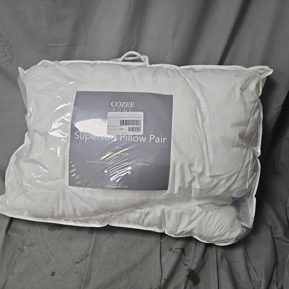 SUPERSOFT BY COZEE HOME SET OF 2 EMBOSSED MICRO-FRESH PILLOWS