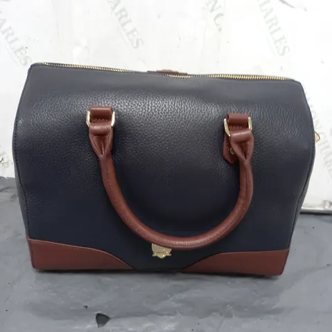 PAUL COSTELLOE GYMKHANA LEATHER BOWLING BAG NAVY/ROSEWOOD