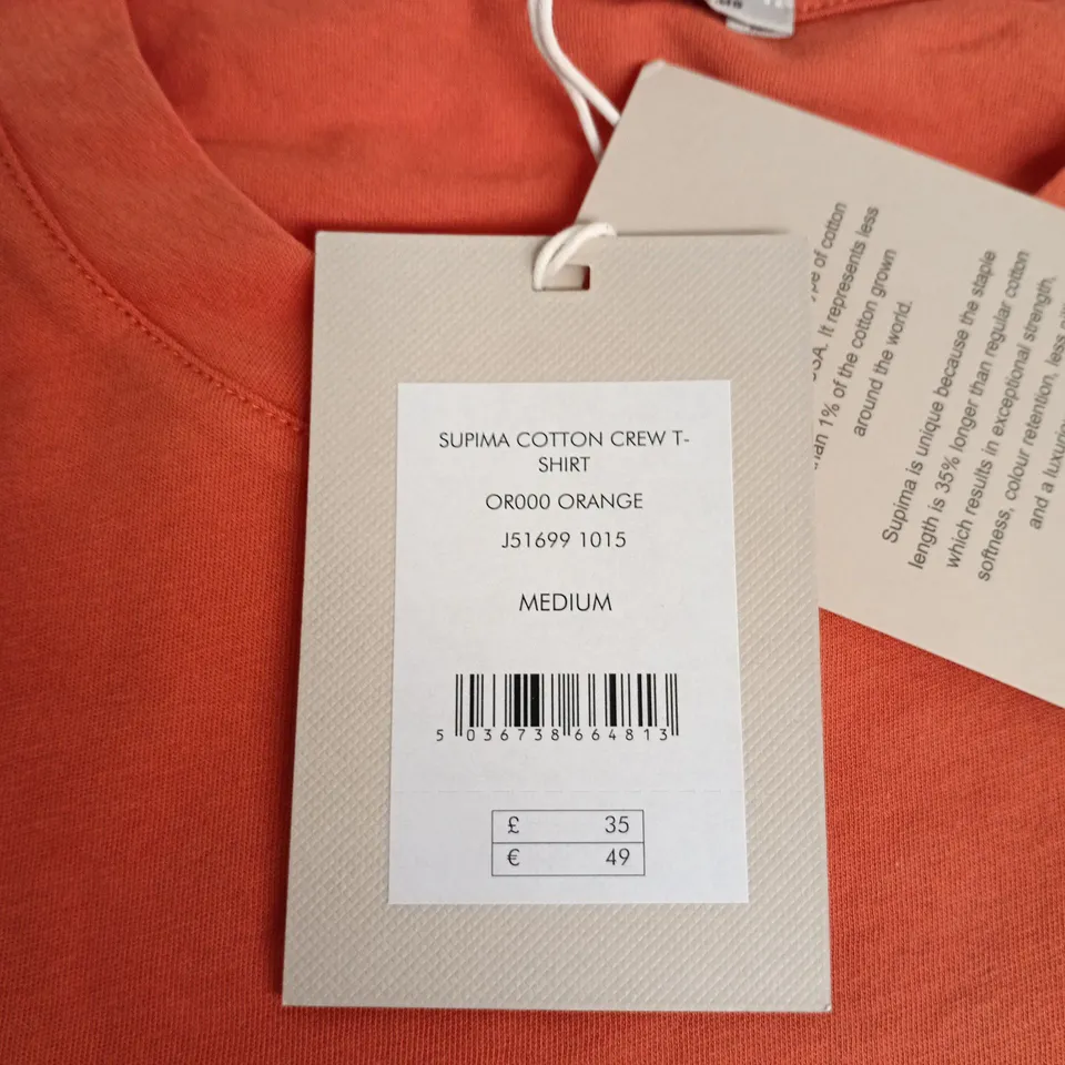 JIGSAW SUPIMA COTTON CREW T-SHIRT – ORANGE, MEDIUM