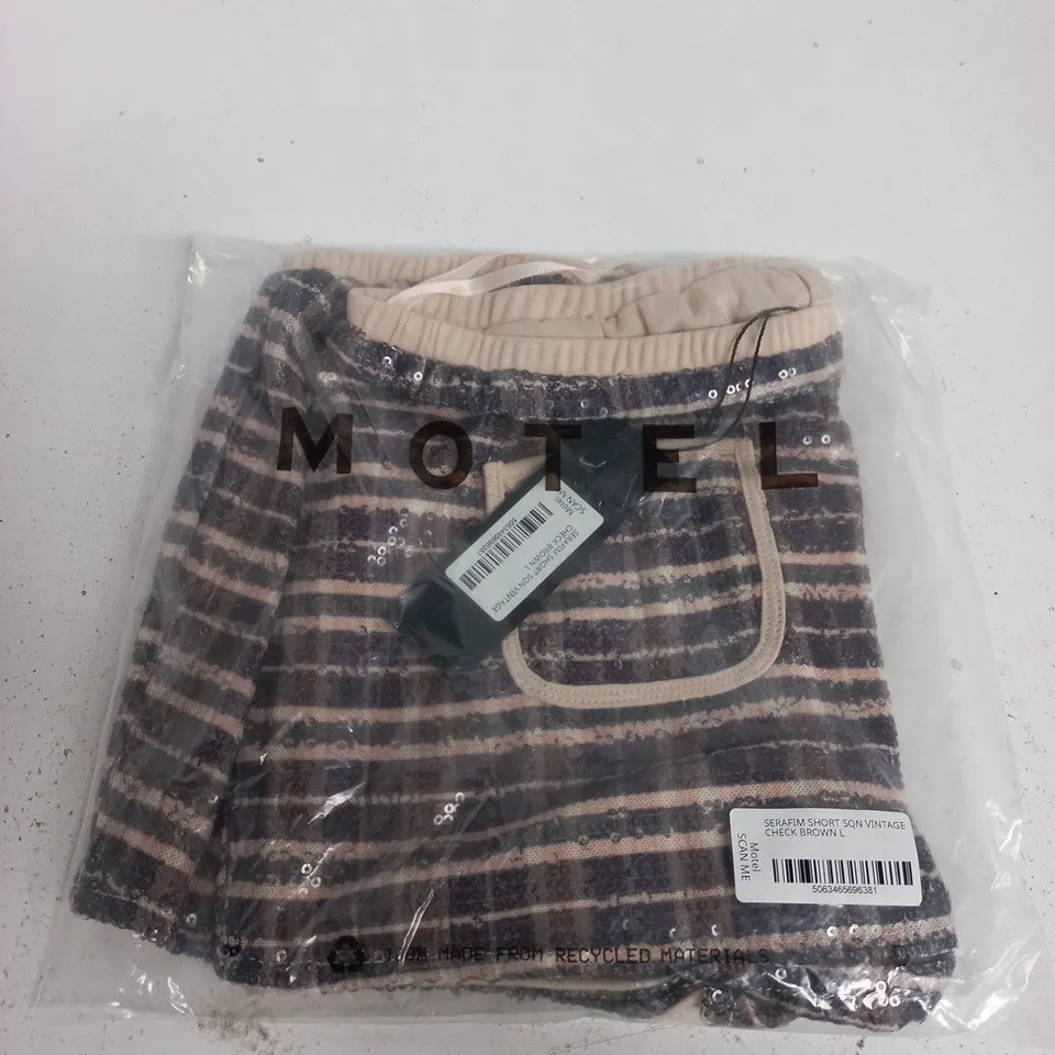MOTEL SERAFIM VINTAGE CHECK SEQUIN SHORTS – L