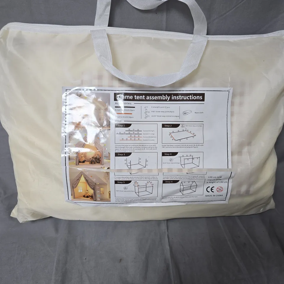 Play Tent Kit in Carry Bag – Assembly Instructions Visible