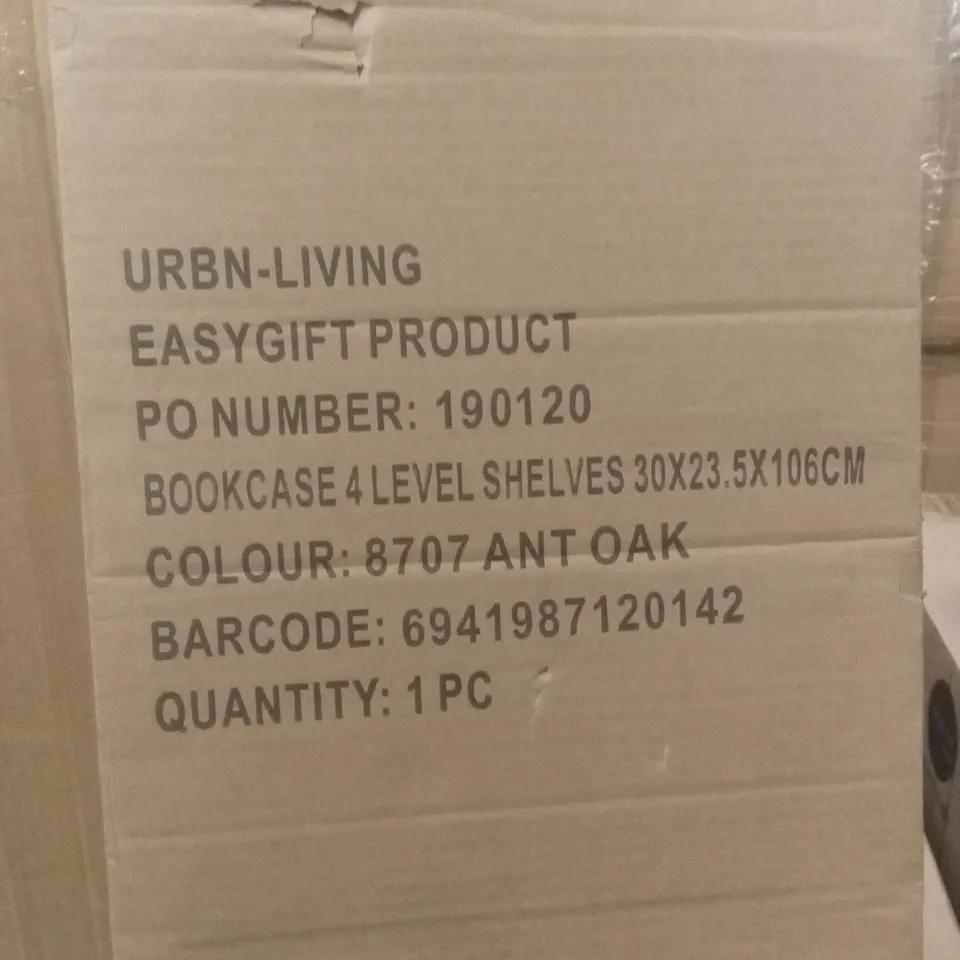 BOXED URBN LIVING BOOKCASE 4-TIER - ANT OAK (1 BOX)